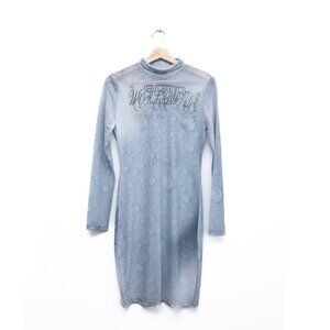 SOTO Worldwide Long Sleeves Body Con Sheer Dress Printed